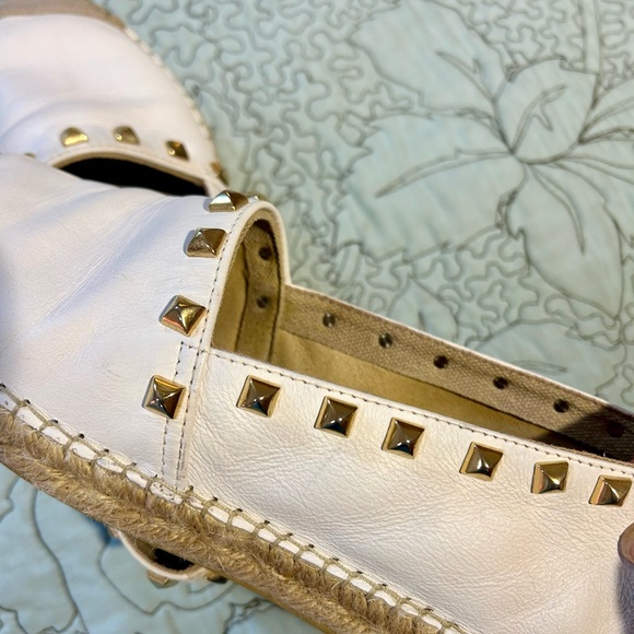 VIDORRETA Made in Spain White Stud Leather Espadrilles Flats Women’s 37/US 6.5 - Picture 9 of 14